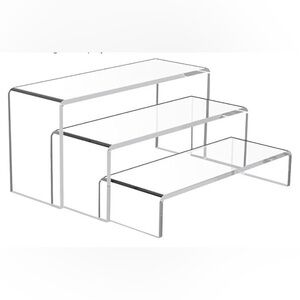 Acrylic Display Risers, 6 pc Clear Shelf Stands for Retail & Home Decor NEW WT